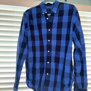 J. Crew Blue and Black Casual Button Down Shirt